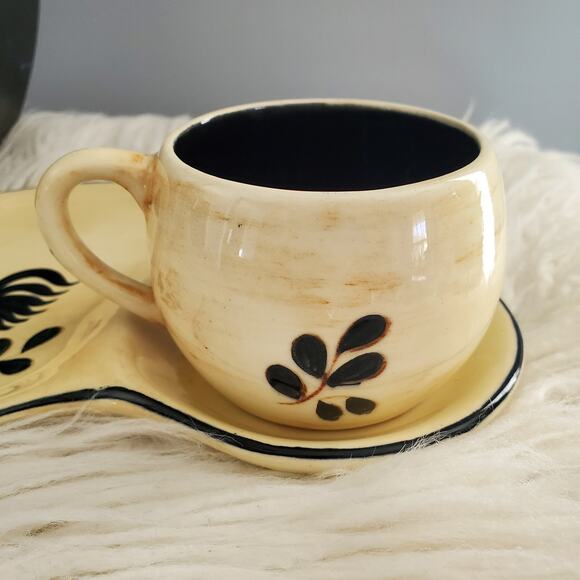 Pennsbury Pottery Vintage Rooster Themed Snack Plate & Mug Set - Picture 4 of 10